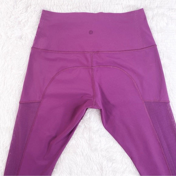 Lululemon Hot To Street Regal Plum Mesh Skinny 10 Crop Legging - Rare - Picture 6 of 8